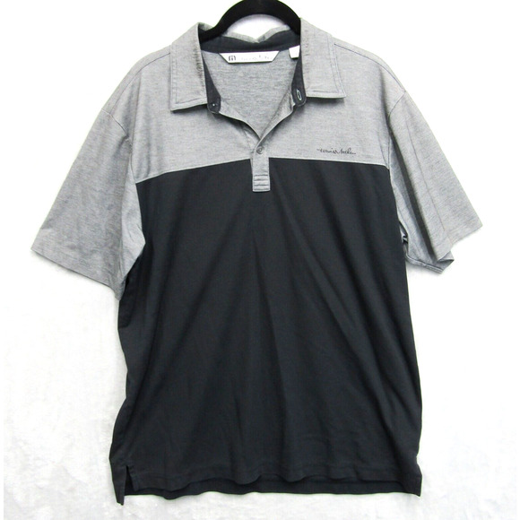 Travis Mathew Polo Shirt Mens Large Gray Black Solid Golf Logo - Picture 1 of 14